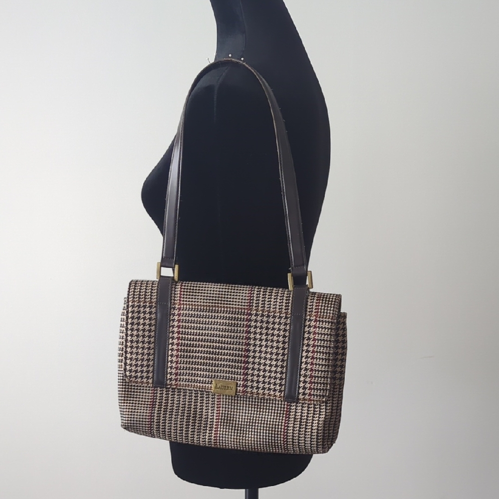 Vintage LAUREN by Ralph Lauren Houndstooth Purse - Picture 1 of 14